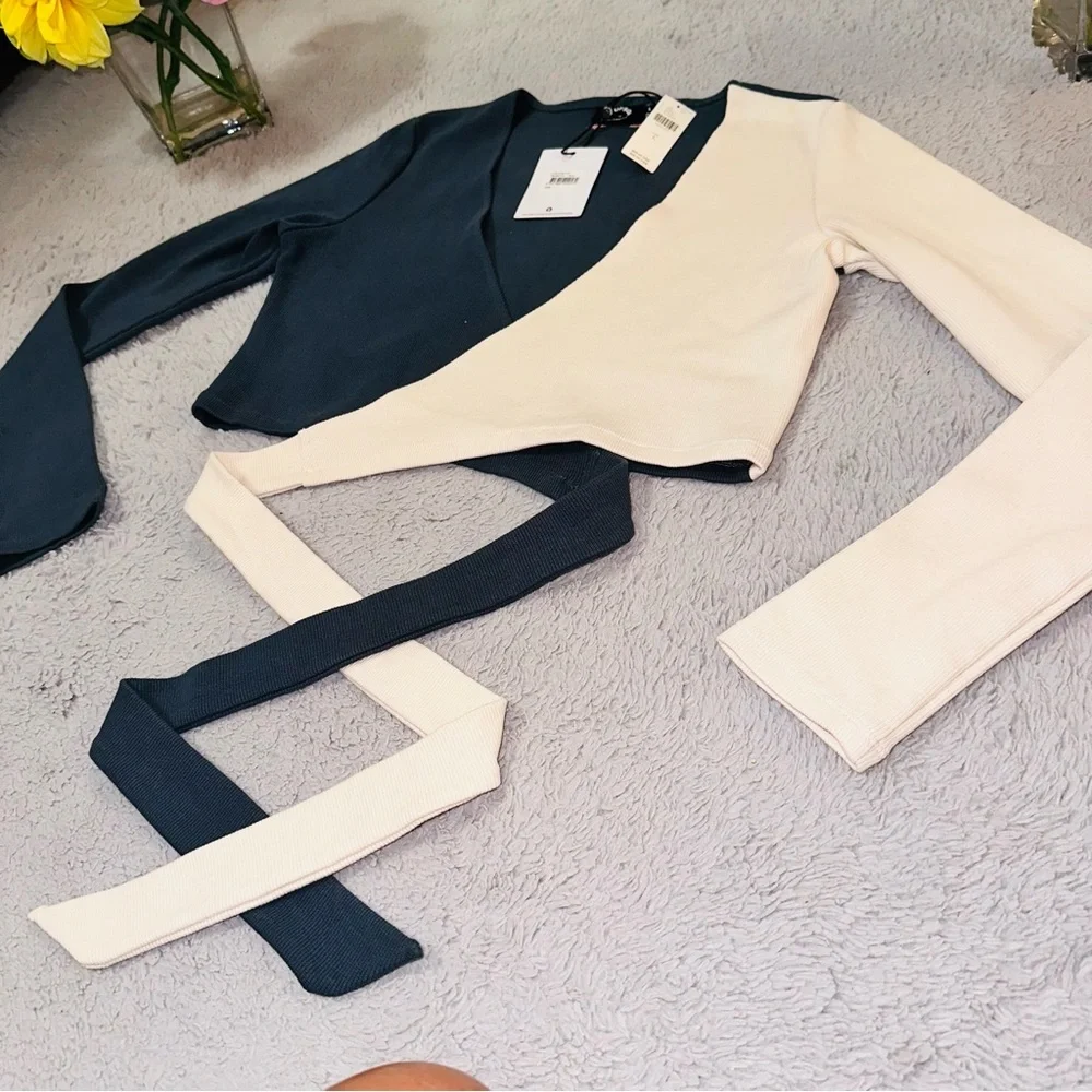 Anthropologie the Luna Kyra wrap top denim color - Picture 10 of 17